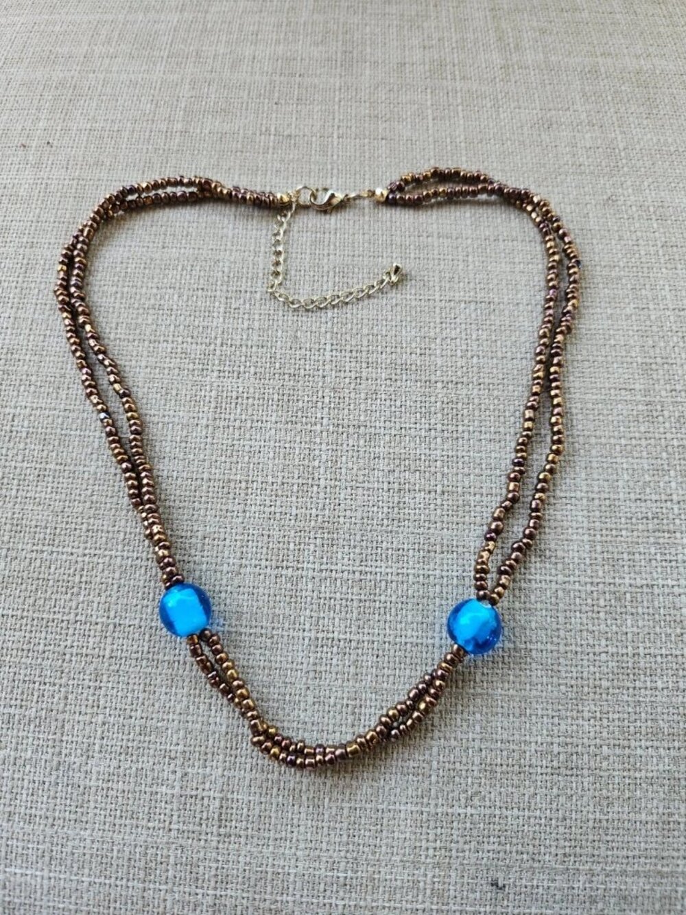 Vintage Necklace Brown Beaded Necklace Double Layered Fashion Jewelry Necklace - Picture 7 of 11